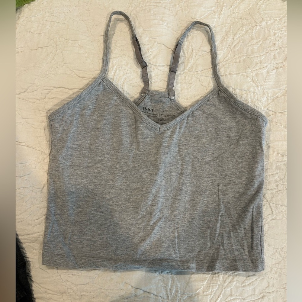 Pact grey cropped v neck camisole in heathered grey